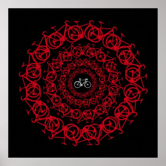 Rote Fahrräder Mandala Poster (Vorne)