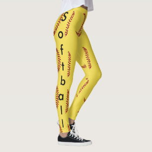 Rote falsche Glitter Softball Stiche mit Softball Leggings