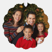 Rote Familie Foto Happy Holidays Ornament Karte (Vorderseite)