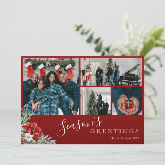 Rote Familie Foto Weihnachten Weihnachten (Stehend Vorderseite)