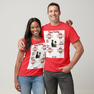 Rote Farbbe Hochzeitspaare Heiratsfeier T-Shirt