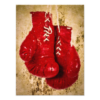 Rote Farbboxhandschuhe Malerei Fotodruck