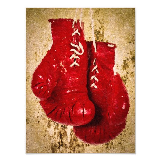 Rote Farbboxhandschuhe Malerei Fotodruck (Vorne)