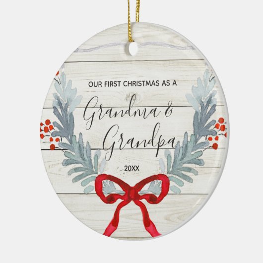 Rote Farbe Großmutter Weihnachten  Keramik Ornament (Links)