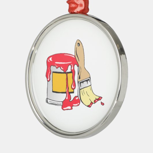 Rote Farbe kann und Bürste Ornament Aus Metall (Links)