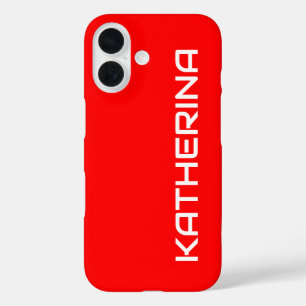 Rote Farbe   Klassischer weißer Name iPhone 16 Hülle