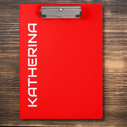 Rote Farbe | Klassischer weißer Name Klemmbrett