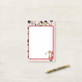 Rote Farbe mit Pfoten niedliche Kätzchen 4" x 6" Post-it Klebezettel (Auf Schreibtisch)