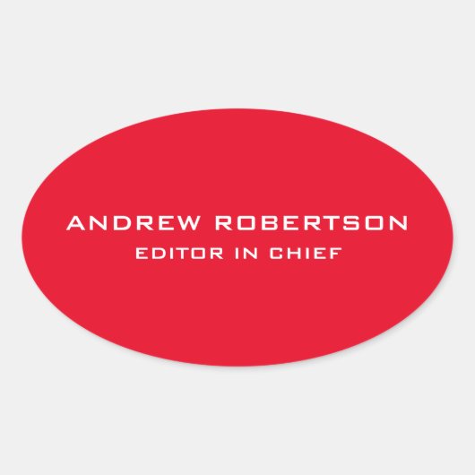 Rote Farbe Schlicht Elegant Minimalistisch Einfach Ovaler Aufkleber (Vorderseite)