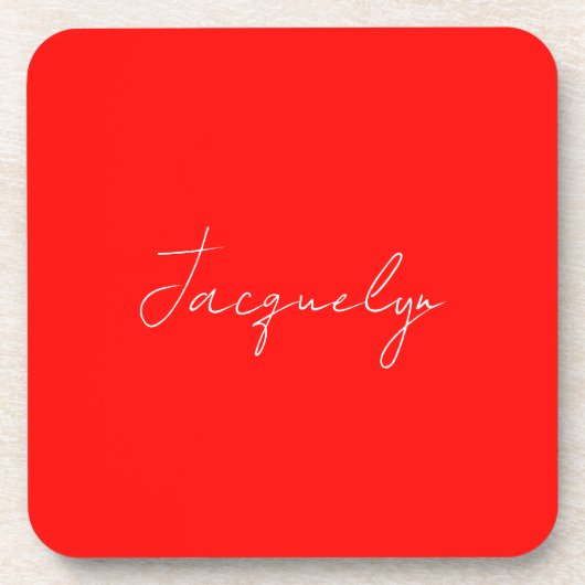 Rote Farbe Schlicht Elegant Moderner Minimalistisc Getränkeuntersetzer (Vorderseite)