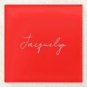 Rote Farbe Schlicht Elegant Moderner Minimalistisc Glasuntersetzer (Vorderseite)