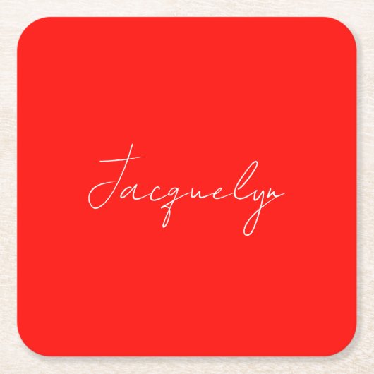 Rote Farbe Schlicht Elegant Moderner Minimalistisc Rechteckiger Pappuntersetzer (Vorderseite)