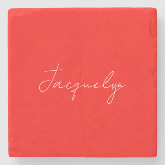 Rote Farbe Schlicht Elegant Moderner Minimalistisc Steinuntersetzer (Vorderseite)