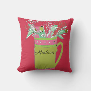 Rote farbige Blume in einer Tasse Original-Design Kissen