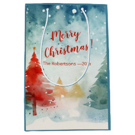 Rote farbige Pinienbäume Mittlere Geschenktüte