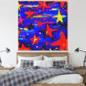 Rote farbige Sterne. Jetzt kaufen Leinwanddruck (Insitu (Schlafzimmer))