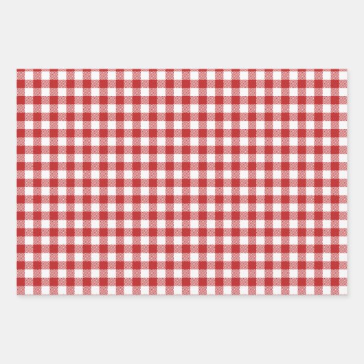 Rote Farbmuster Streifen Gingham Polka Dot Geschenkpapier Set (Vorderseite 2)