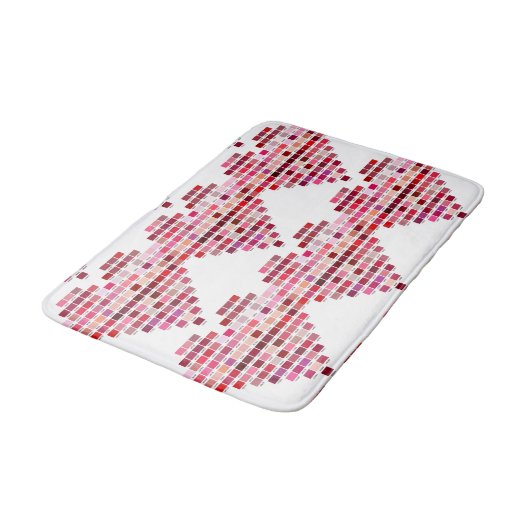 Rote Farbpalette, herzförmige rote Armbanduhren Badematte (Schrägansicht)