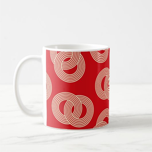 Rote Farbtöne, gerochene Streifen. Kaffeetasse (Links)