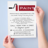 Rote Farbwalze, Maler und Dekoratorwerbung Flyer (Hand)