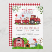 Rote Farm Barnyard Tiere zum Geburtstag Einladung (Vorne/Hinten)