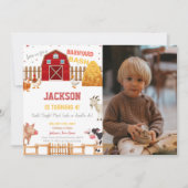 Rote Farm Geburtstagseinladungen mit Foto Einladung (Vorderseite)