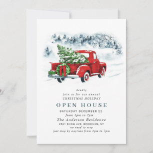 Rote Farm Truck Weihnachtsfeier OFFENES HAUS Einladung