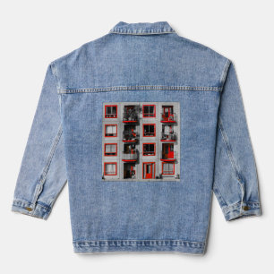 Rote Fassade Zuidoost Balkon Gebäude Fotografie Jeansjacke