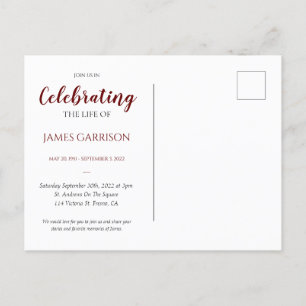 Rote Feier des Lebens mit Foto-Gedenkstätte Postkarte