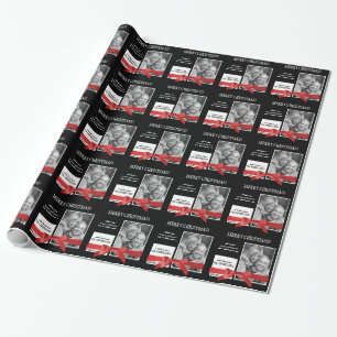 Rote Feiertags-Band-Familien-Foto-Schablone Geschenkpapier