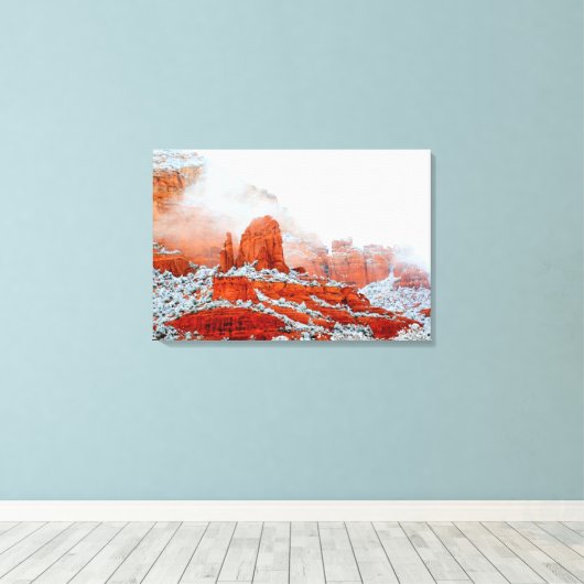 Rote Felsen in schneebedeckten Leinwand (Insitu (Holzboden))