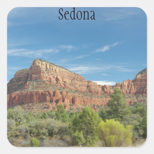 Rote Felsen in Sedona Quadratischer Aufkleber (Vorderseite)