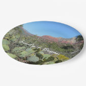 Rote Felsen und Kakteen I Pappteller (Schrägansicht)