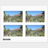 Rote Felsen und Kakteen I Rechteckiger Aufkleber (Blatt)