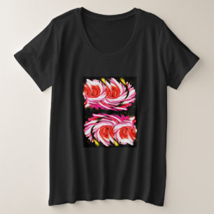 Rote festliche Blume Große Größe T-Shirt