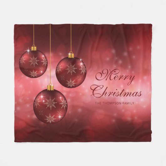 Rote festliche Weihnachtsbaumkugeln mit individuel Fleecedecke (Vorderseite (Horizontal))