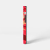 Rote Feuer-Dahlie-Blume iPhone Hülle (Linke Seite)