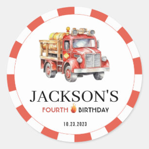 Rote Feuerwehrhubschrauber-Geburtstagsaufkleber Runder Aufkleber