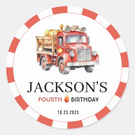 Rote Feuerwehrhubschrauber-Geburtstagsaufkleber Runder Aufkleber (Vorderseite)