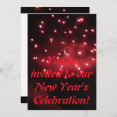 Rote Feuerwerke - Einladungen zum neuen Jahr (Vorne/Hinten)