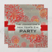 Rote Feuerwerke zum Silver Silver Silver Silver Si Einladung (Vorne/Hinten)