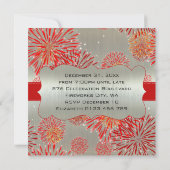 Rote Feuerwerke zum Silver Silver Silver Silver Si Einladung (Rückseite)