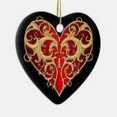 Rote Filigree Herz - Kunst, Kultur Keramikornament (Rechts)
