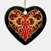 Rote Filigree Herz - Kunst, Kultur Keramikornament (Hinten)