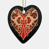 Rote Filigree Herz - Kunst, Kultur Keramikornament (Links)