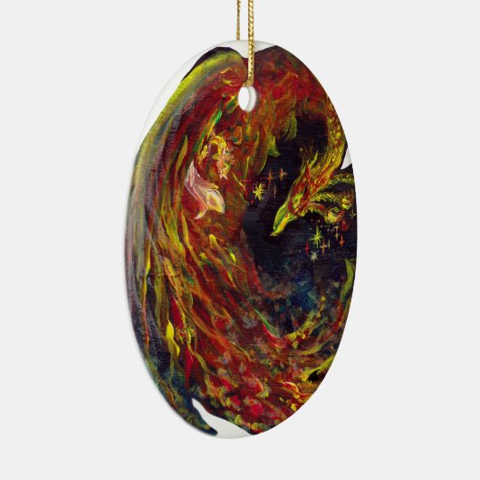 Rote Firebird Thunderbird Flammen Phoenix Pheonix Keramik Ornament (Rechts)