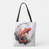 Rote Fisch-Tuschemalerei Tasche (Rückseite)
