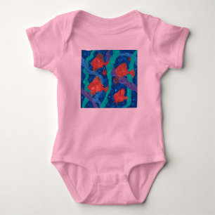 Rote Fische, Meerwassertiere Unterwasser Art Baby Strampler