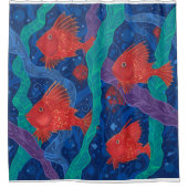 Rote Fische, Meerwassertiere Unterwasser Art Duschvorhang (Vorderseite)