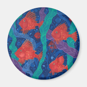 Rote Fische, Meerwassertiere Unterwasser Art Magnet
